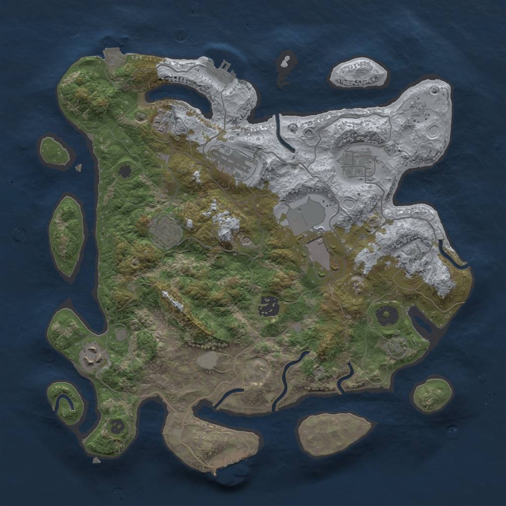 Rust Map: Procedural Map, Size: 3500, Seed: 1328194244, 16 Monuments