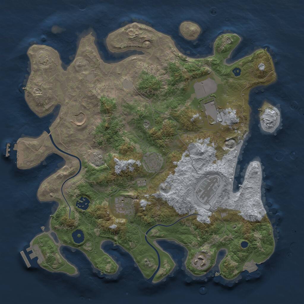 Rust Map: Procedural Map, Size: 3500, Seed: 423424142, 13 Monuments