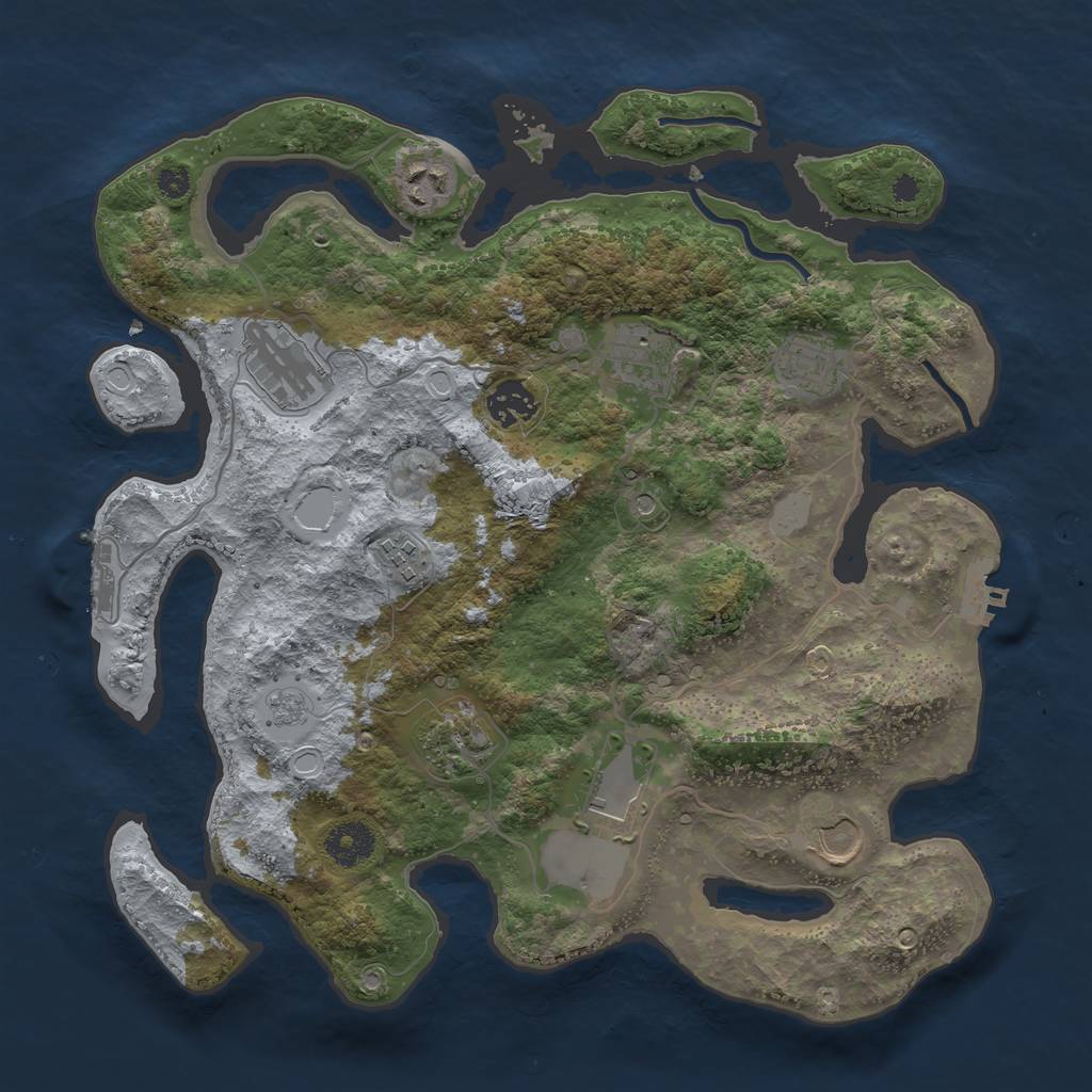 Rust Map: Procedural Map, Size: 3500, Seed: 392163518, 16 Monuments
