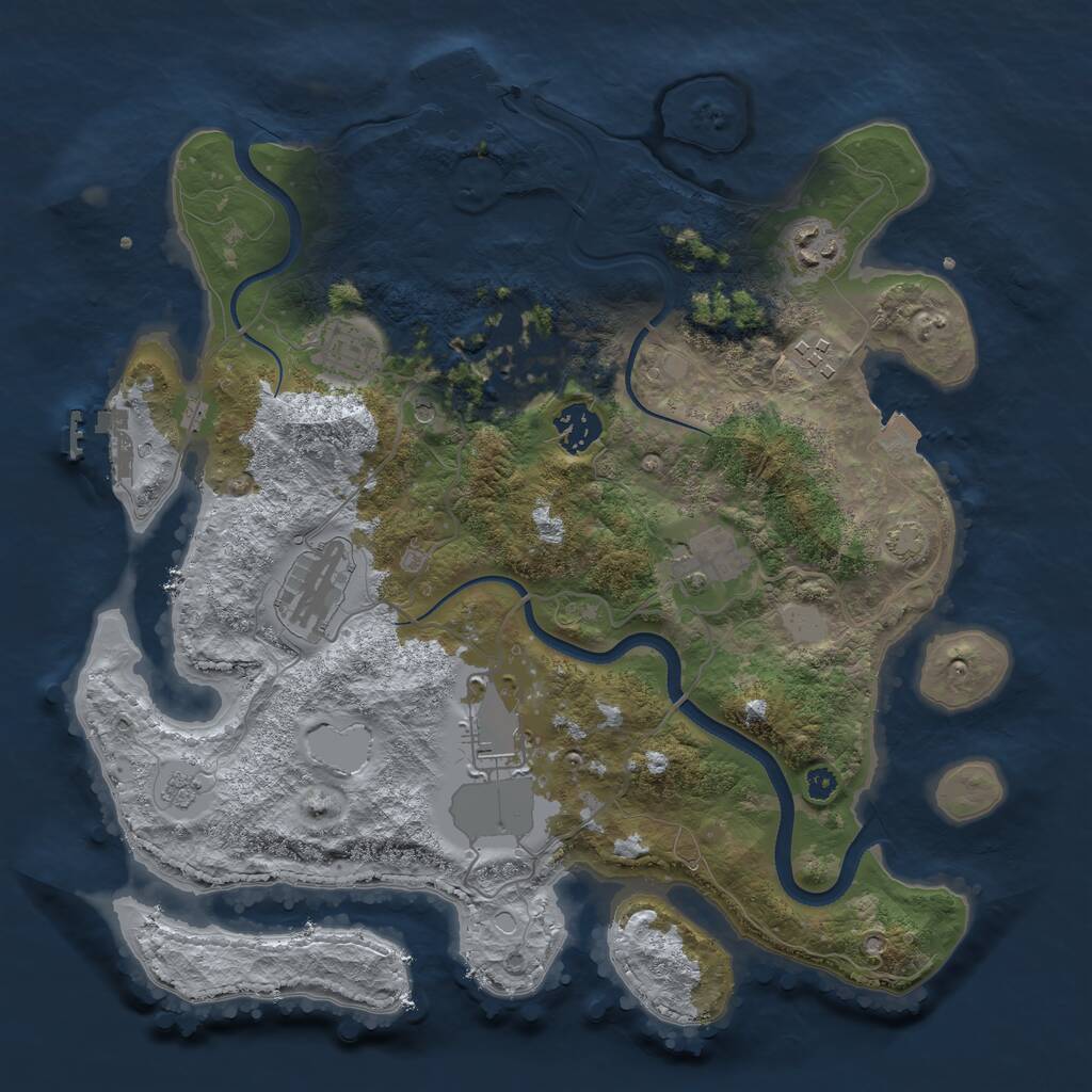 Rust Map: Procedural Map, Size: 3500, Seed: 909841784, 14 Monuments