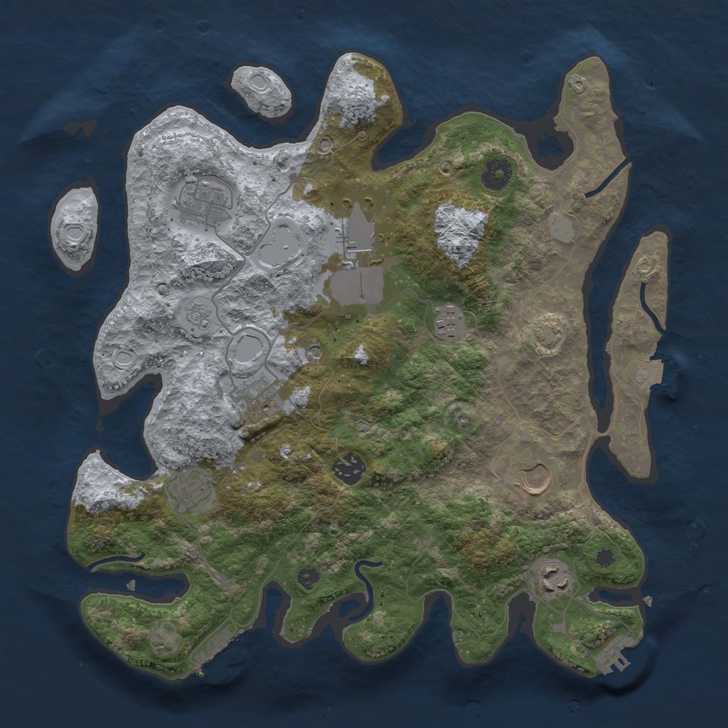 Rust Map: Procedural Map, Size: 3500, Seed: 766600972, 16 Monuments