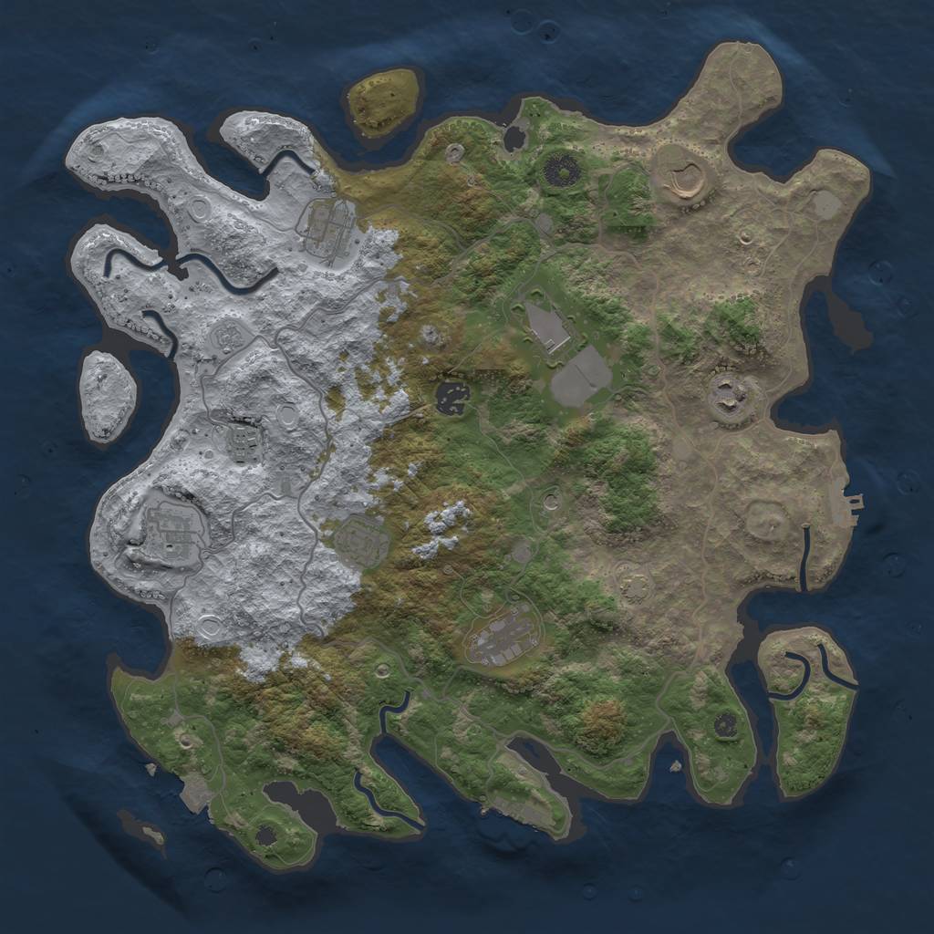 Rust Map: Procedural Map, Size: 4000, Seed: 999141629, 17 Monuments
