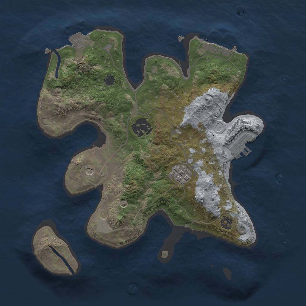 Rust Map: Procedural Map, Size: 2500, Seed: 384213, 8 Monuments