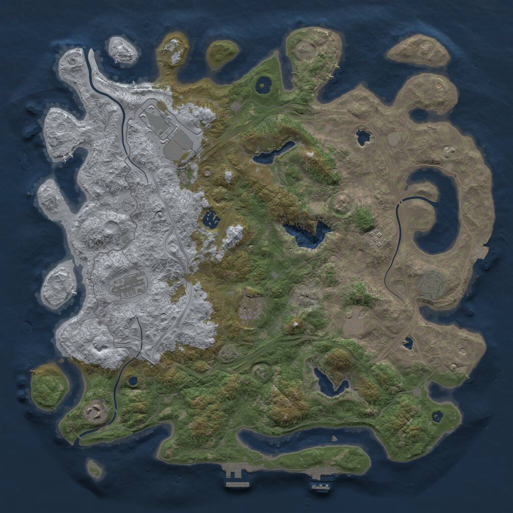 Rust Map: Procedural Map, Size: 4500, Seed: 80302, 14 Monuments