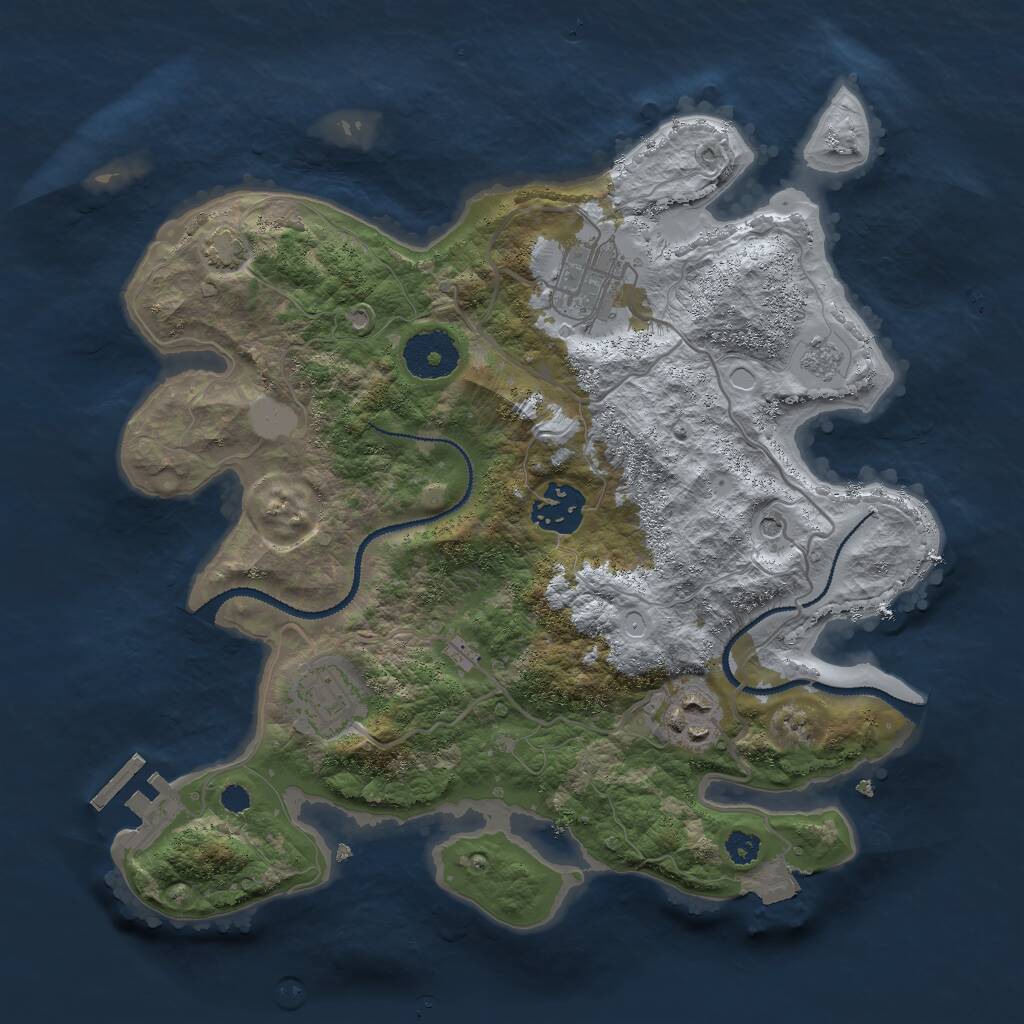 Rust Map: Procedural Map, Size: 3000, Seed: 929880642, 9 Monuments