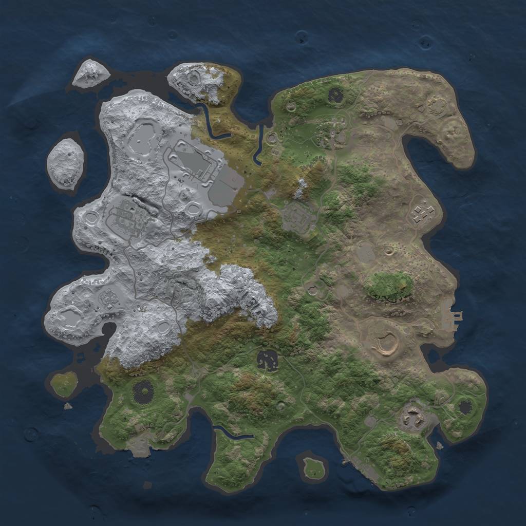 Rust Map: Procedural Map, Size: 3500, Seed: 1143483647, 16 Monuments