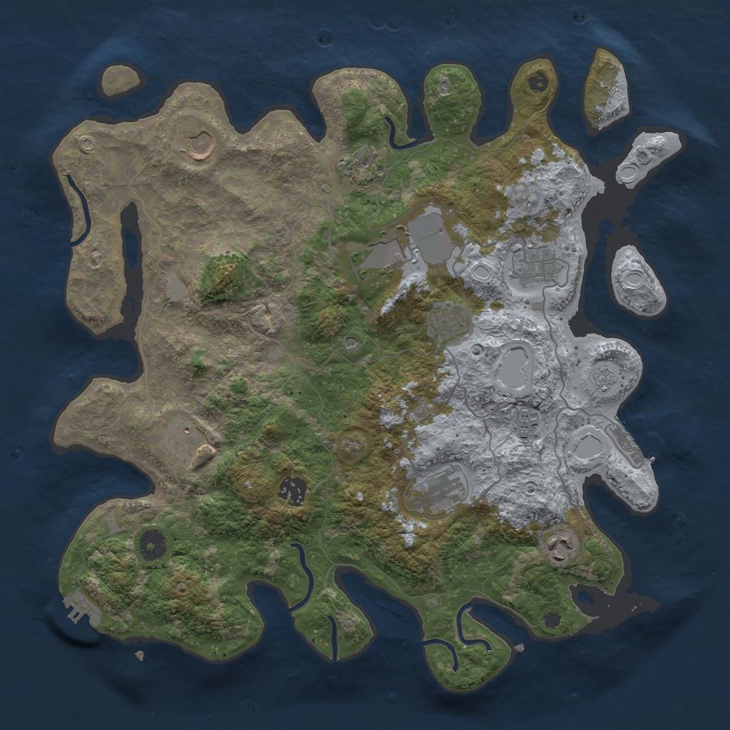 Rust Map: Procedural Map, Size: 3800, Seed: 250994, 17 Monuments