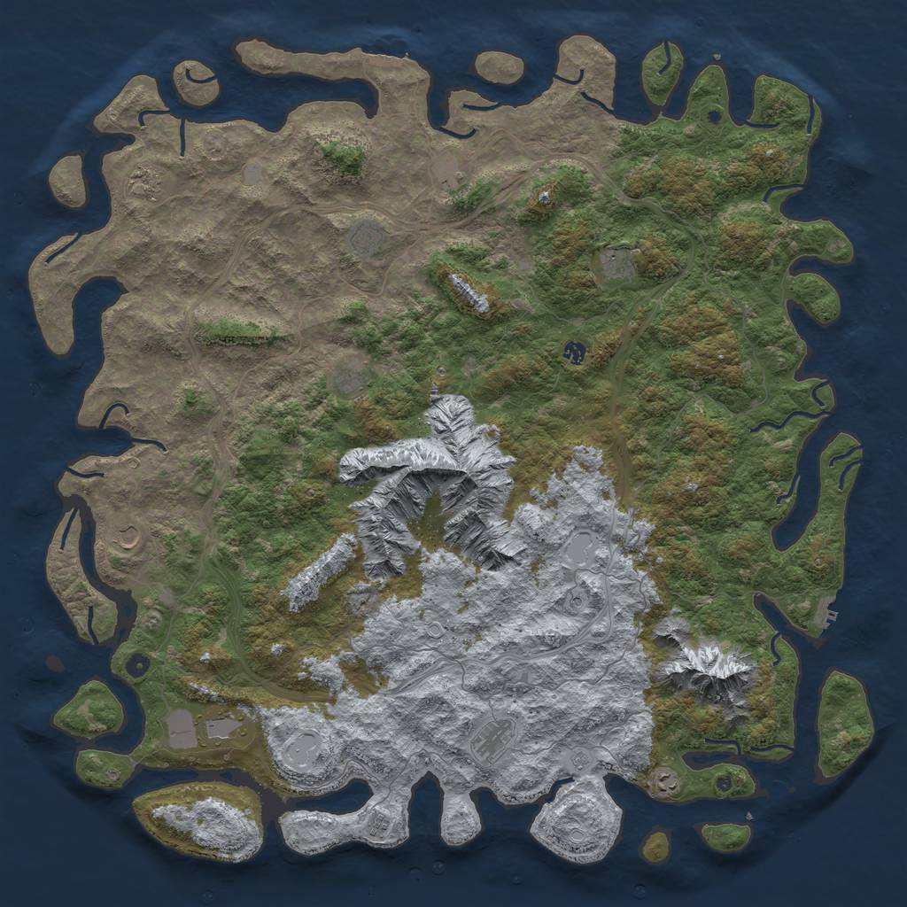 Rust Map: Procedural Map, Size: 6000, Seed: 1314905629, 18 Monuments