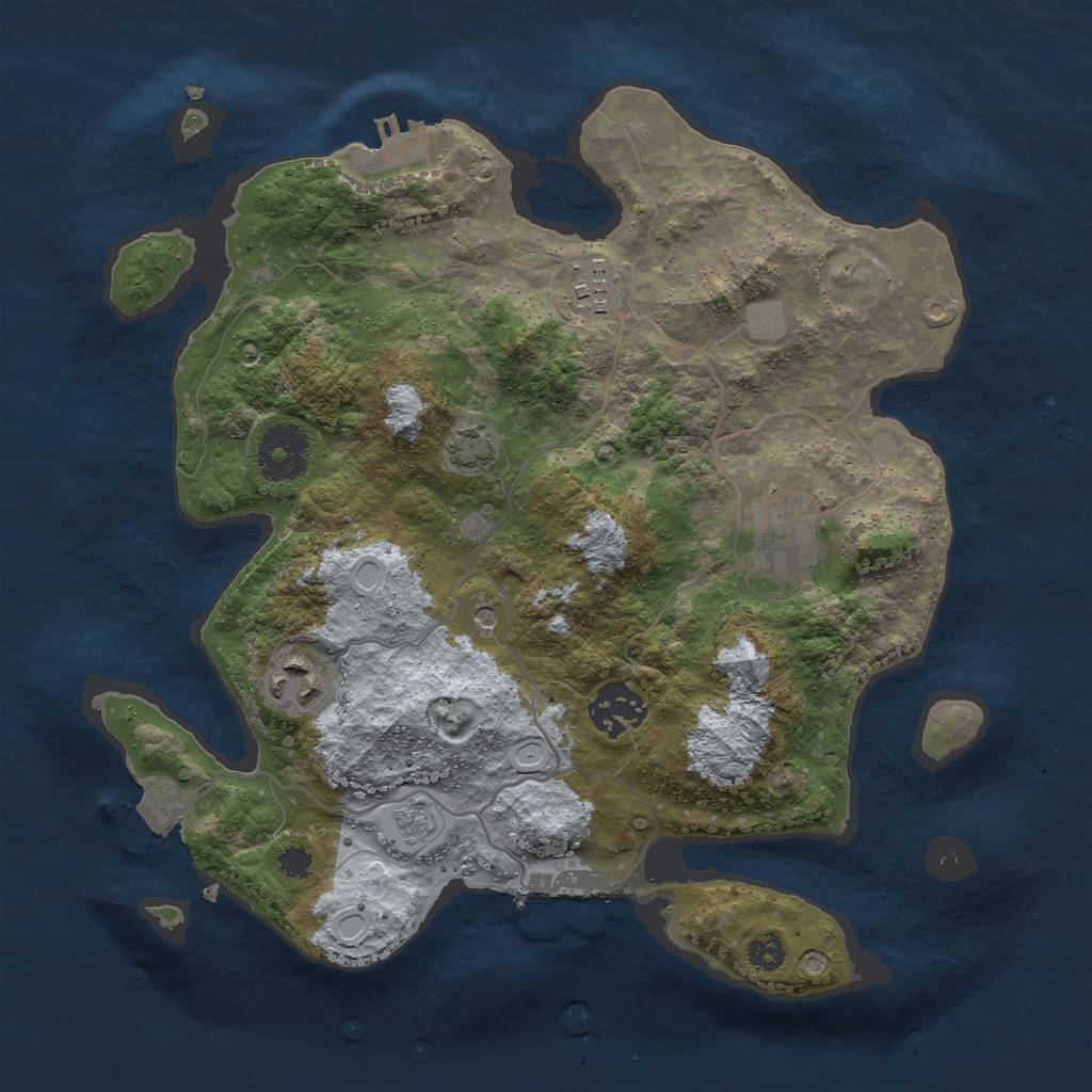 Rust Map: Procedural Map, Size: 3000, Seed: 1451610307, 12 Monuments