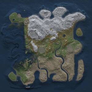 Thumbnail Rust Map: Procedural Map, Size: 3455, Seed: 1, 13 Monuments