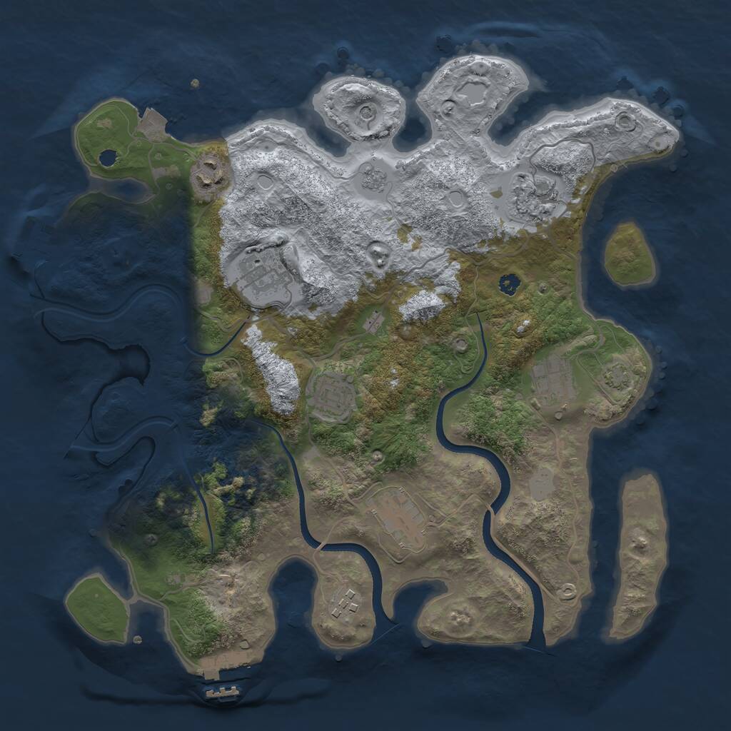 Rust Map: Procedural Map, Size: 3455, Seed: 1, 13 Monuments