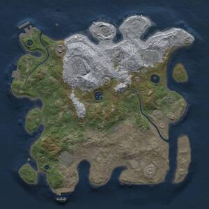 Thumbnail Rust Map: Procedural Map, Size: 3455, Seed: 1, 13 Monuments