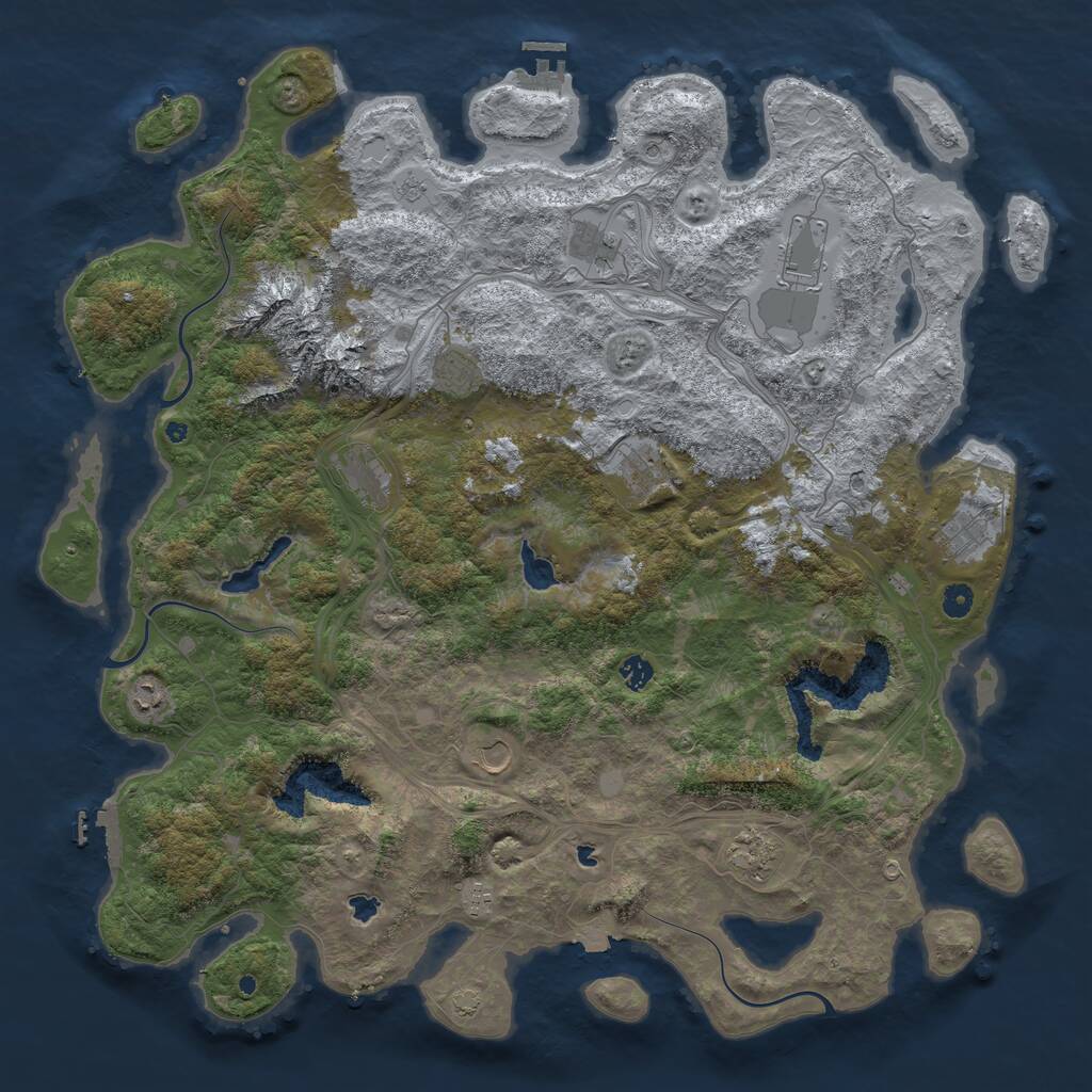 Rust Map: Procedural Map, Size: 5000, Seed: 1433562, 17 Monuments