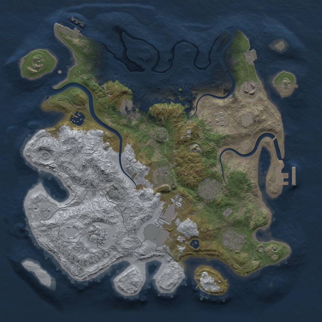 Rust Map: Procedural Map, Size: 3500, Seed: 1433872178, 15 Monuments