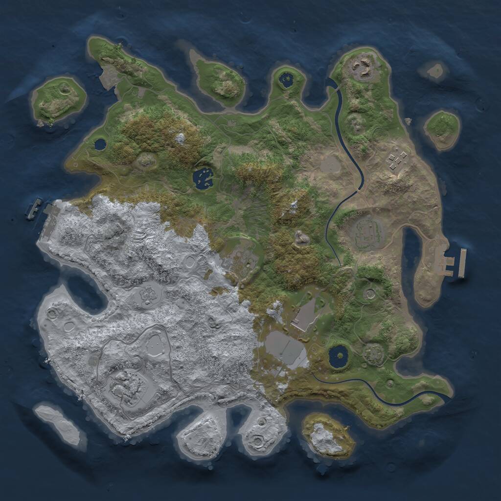 Rust Map: Procedural Map, Size: 3500, Seed: 1433872178, 13 Monuments