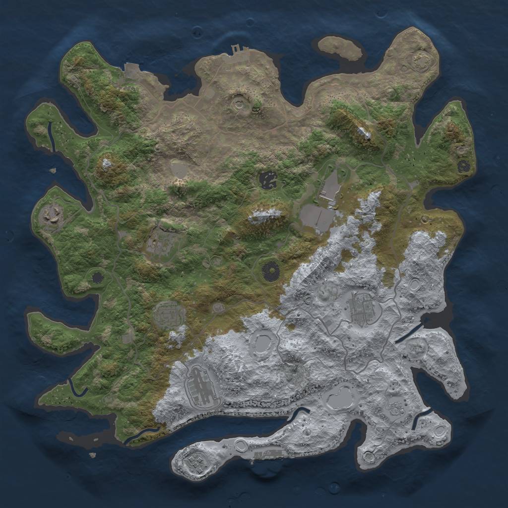 Rust Map: Procedural Map, Size: 4000, Seed: 26121, 16 Monuments