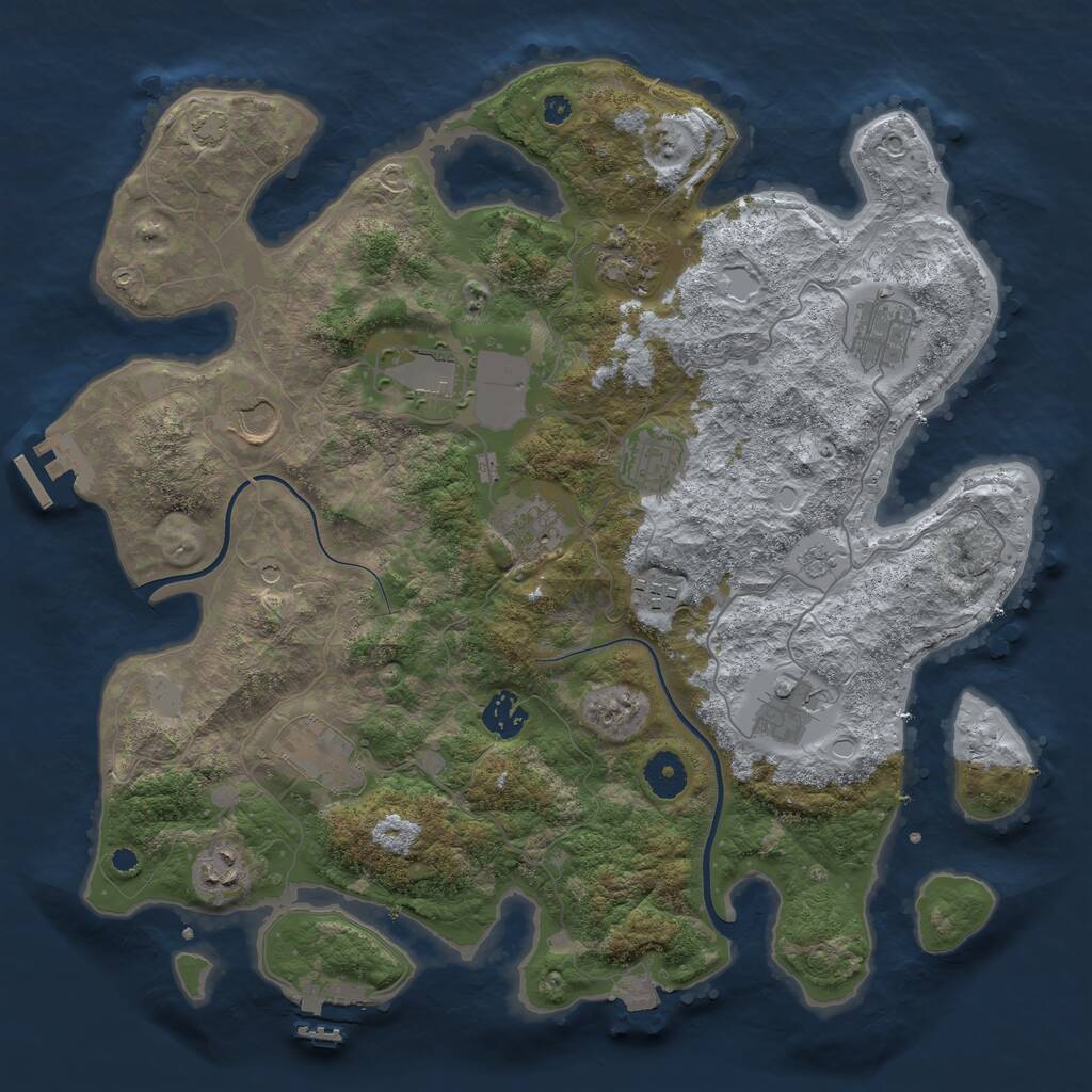 Rust Map: Procedural Map, Size: 3750, Seed: 34153245, 17 Monuments