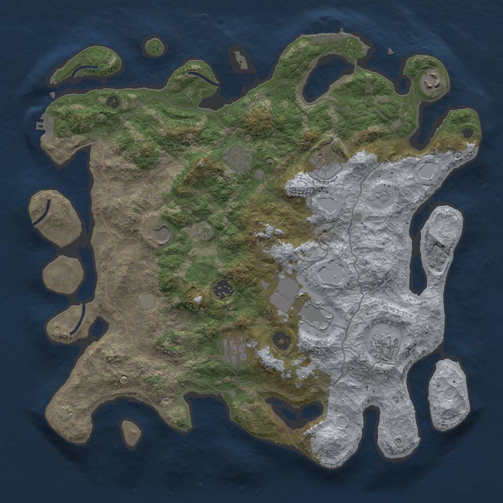 Rust Map: Procedural Map, Size: 4050, Seed: 1160972276, 17 Monuments