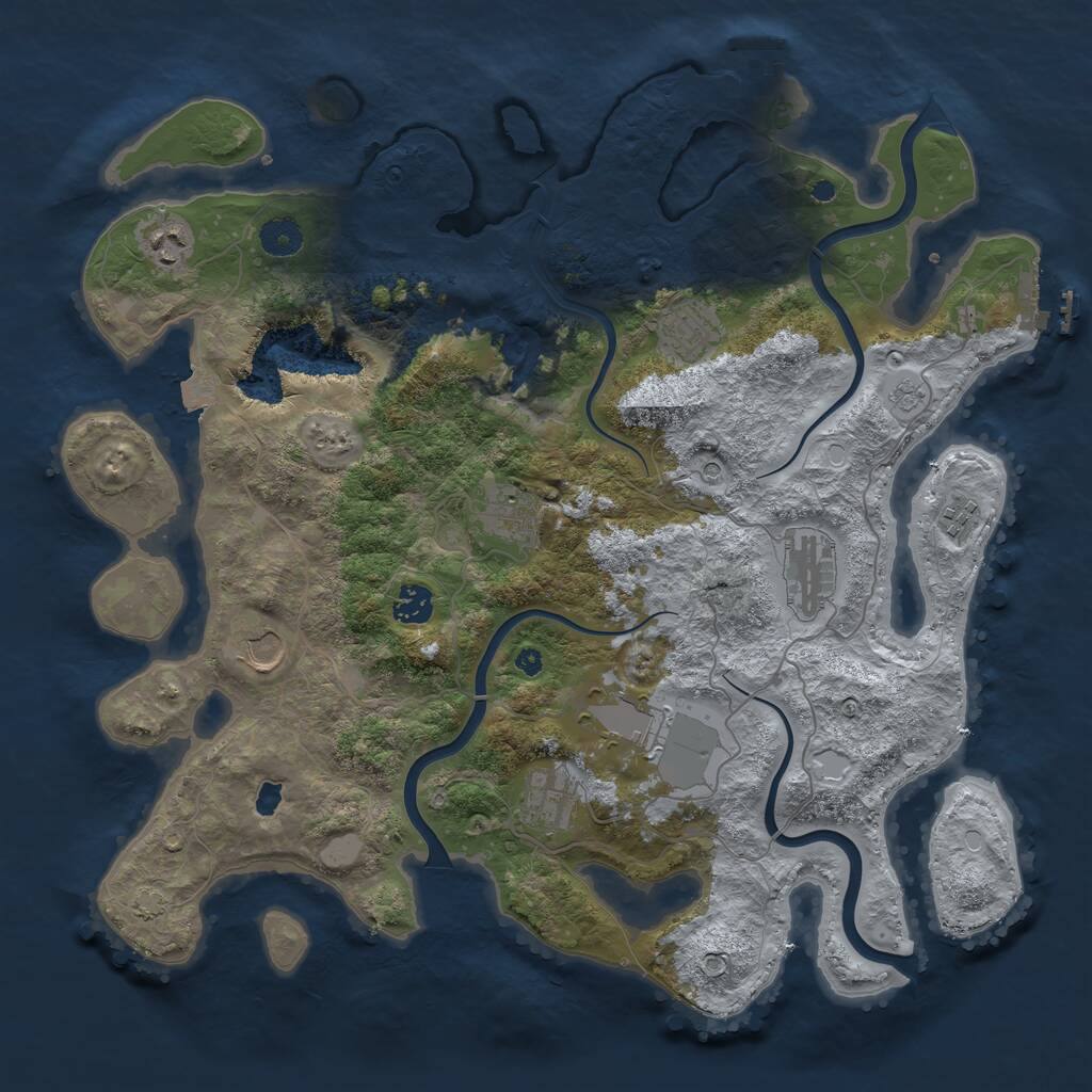 Rust Map: Procedural Map, Size: 4050, Seed: 1160972276, 15 Monuments