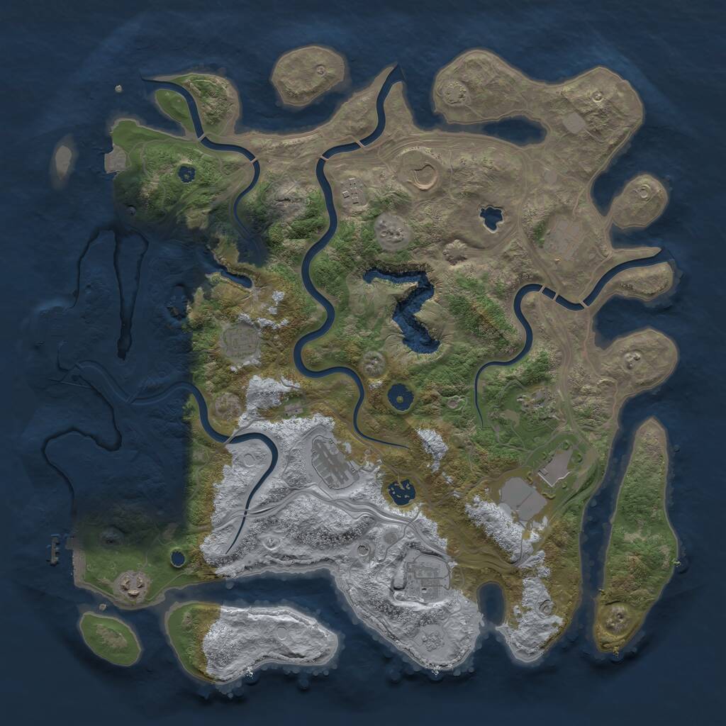 Rust Map: Procedural Map, Size: 4250, Seed: 614609177, 16 Monuments