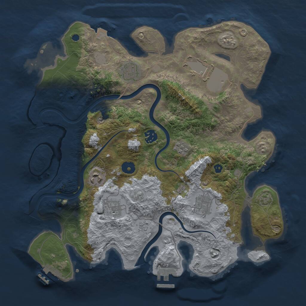 Rust Map: Procedural Map, Size: 3500, Seed: 904619349, 13 Monuments