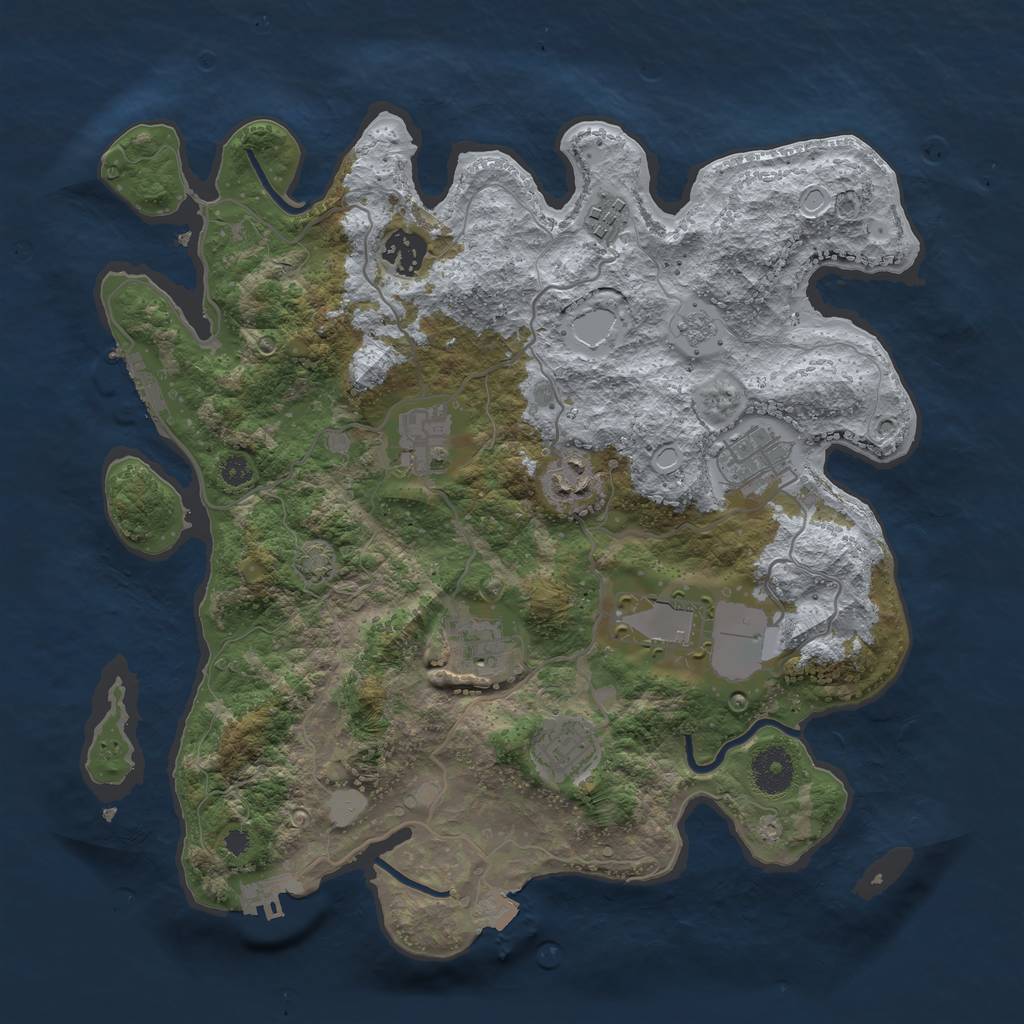Rust Map: Procedural Map, Size: 3500, Seed: 215064641, 15 Monuments