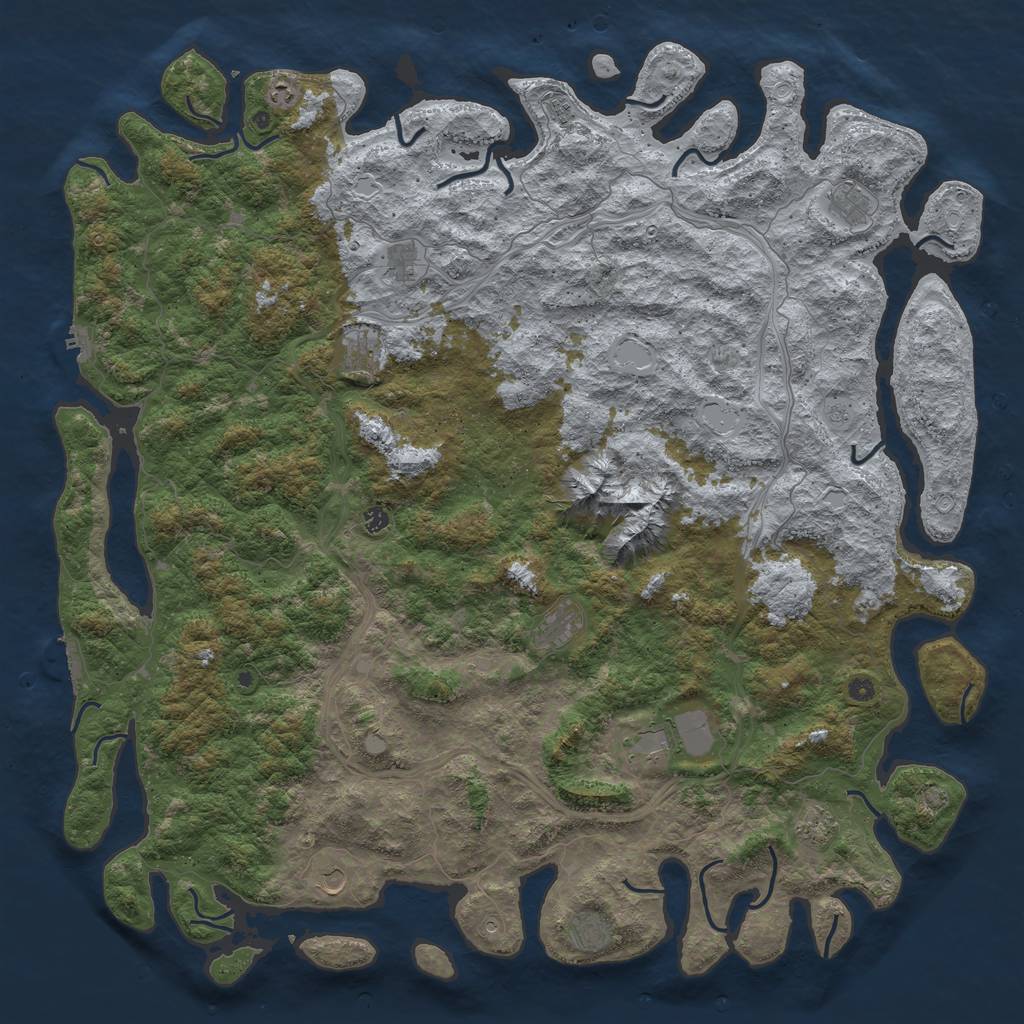 Rust Map: Procedural Map, Size: 6000, Seed: 1820481024, 19 Monuments