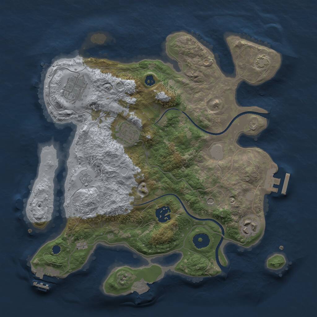 Rust Map: Procedural Map, Size: 3000, Seed: 8469725, 10 Monuments