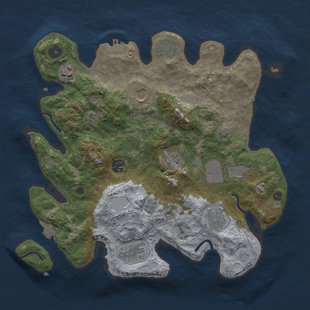 Rust Map: Procedural Map, Size: 3500, Seed: 905547469, 16 Monuments
