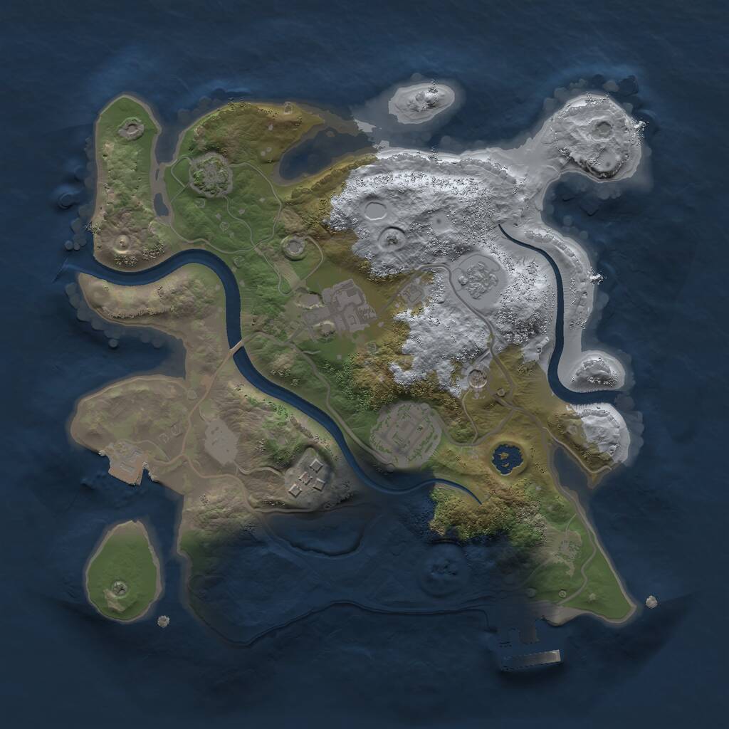 Rust Map: Procedural Map, Size: 2500, Seed: 1429511775, 8 Monuments