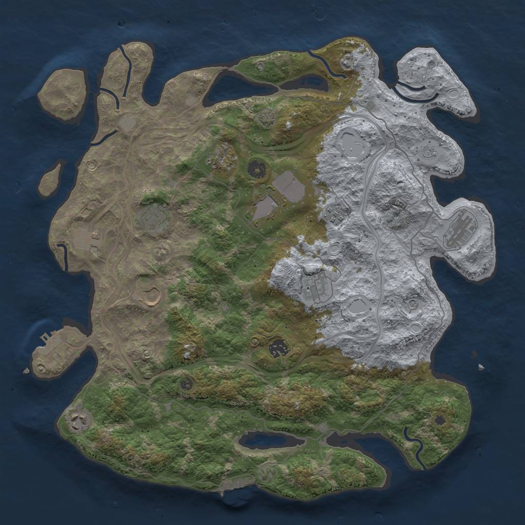 Rust Map: Procedural Map, Size: 4250, Seed: 1042976242, 18 Monuments