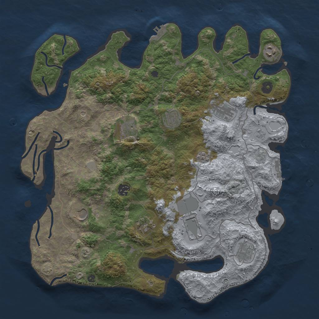 Rust Map: Procedural Map, Size: 4000, Seed: 157957153, 18 Monuments