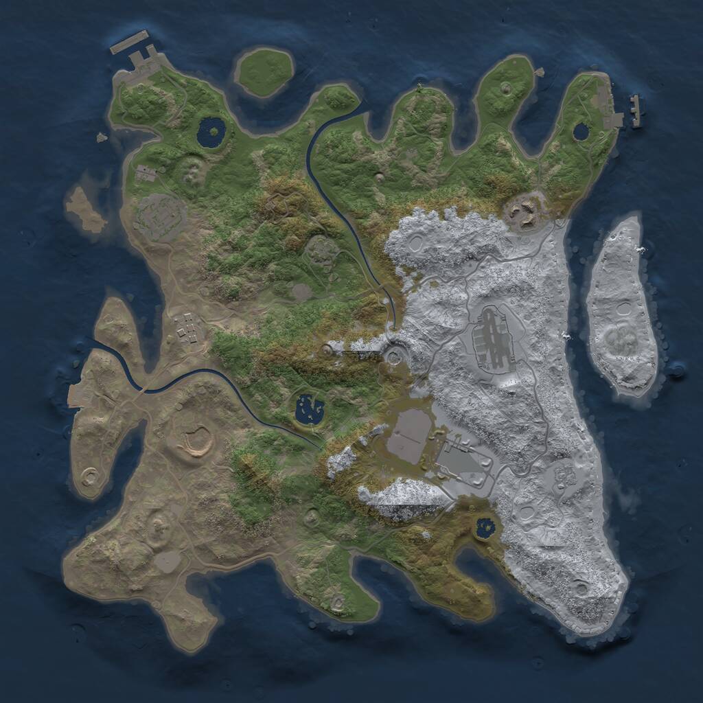 Rust Map: Procedural Map, Size: 3500, Seed: 176154, 13 Monuments