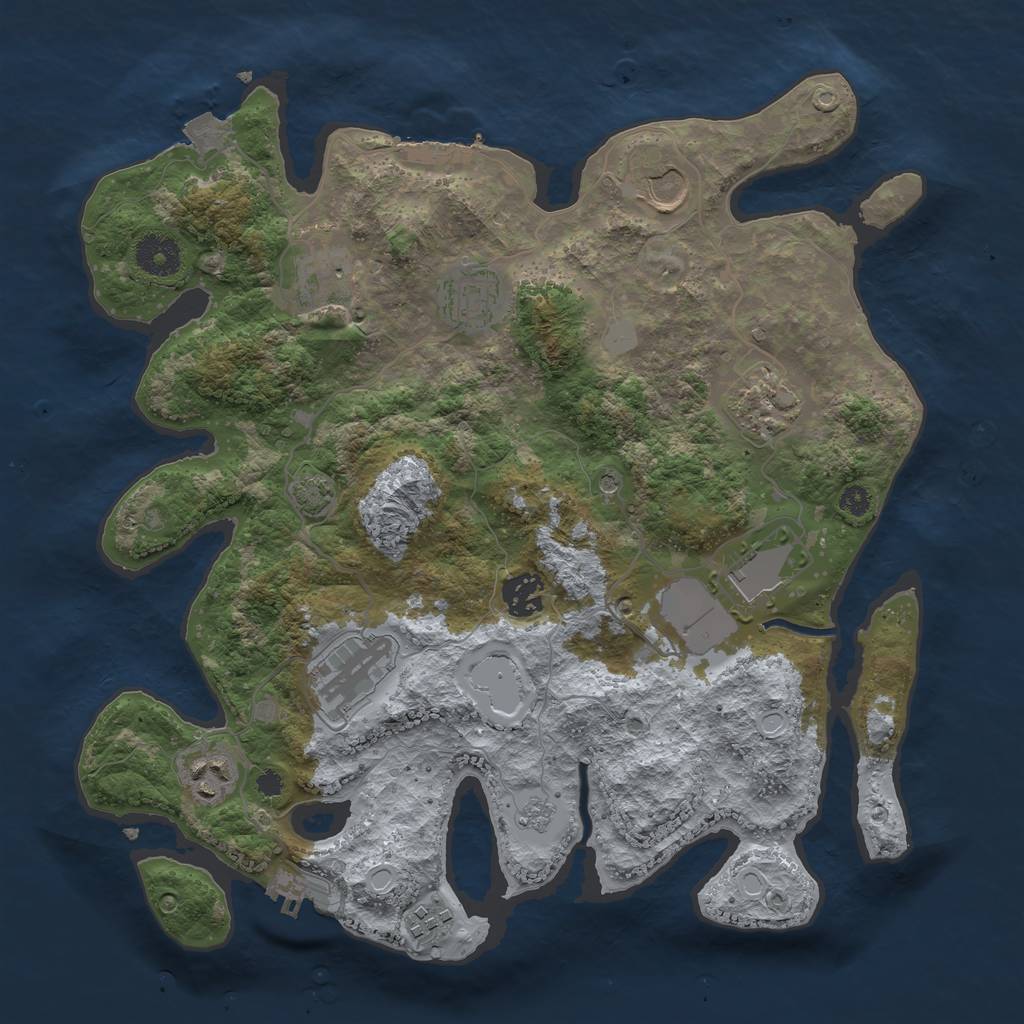 Rust Map: Procedural Map, Size: 3500, Seed: 468448725, 17 Monuments