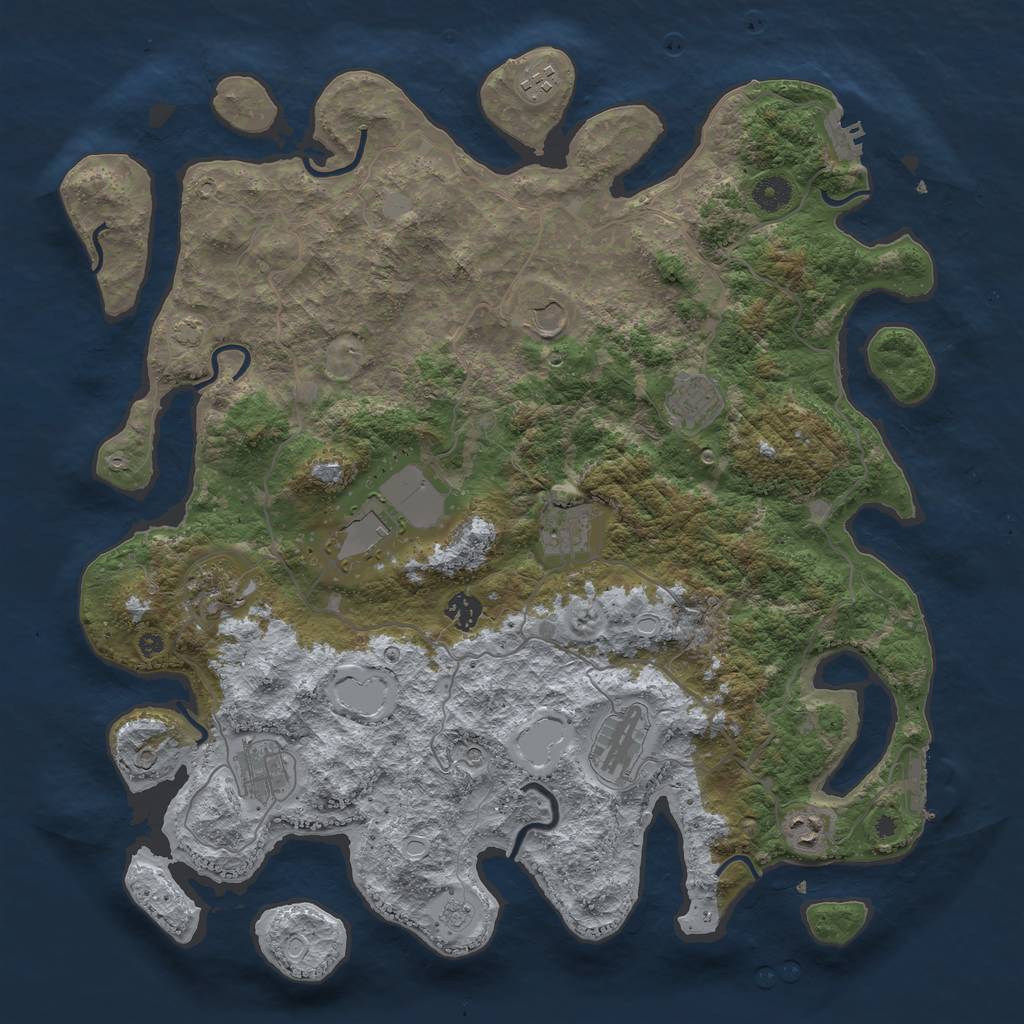 Rust Map: Procedural Map, Size: 4225, Seed: 499334056, 18 Monuments