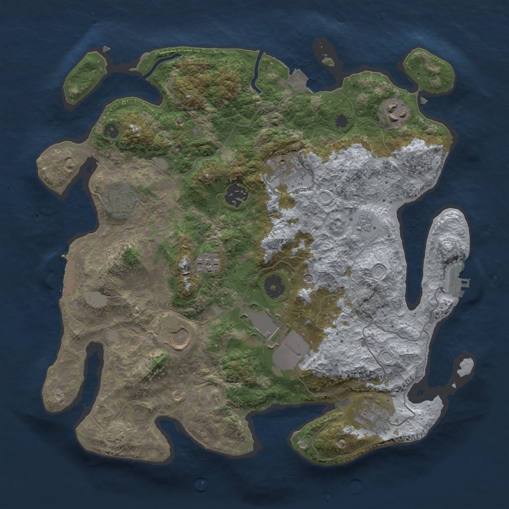 Rust Map: Procedural Map, Size: 3500, Seed: 31362, 16 Monuments