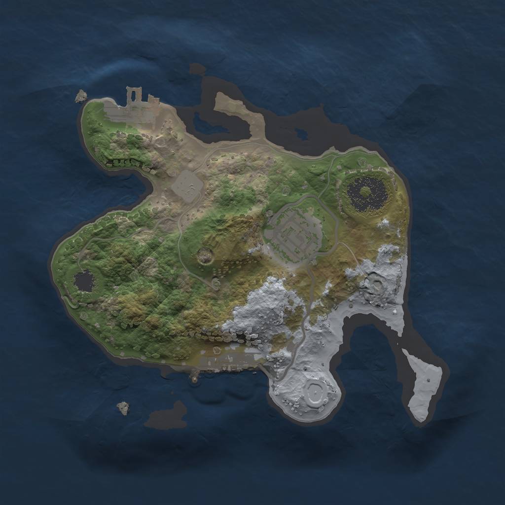 Rust Map: Procedural Map, Size: 2000, Seed: 1042484386, 6 Monuments