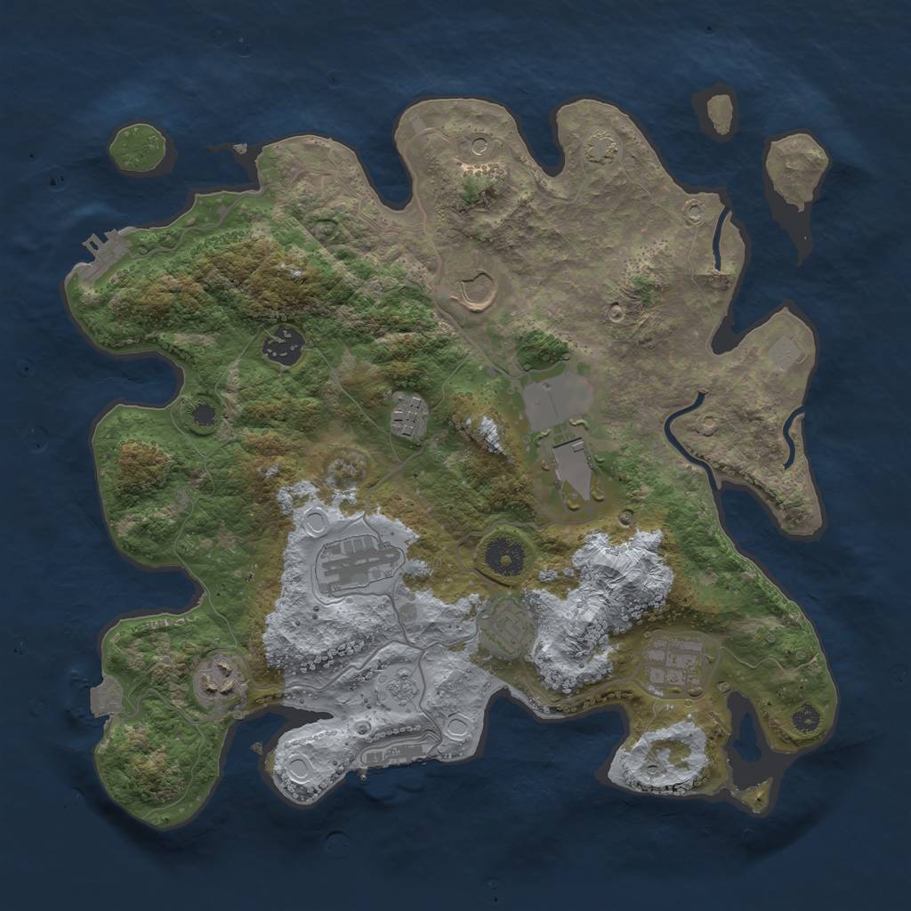Rust Map: Procedural Map, Size: 3500, Seed: 1592365878, 16 Monuments