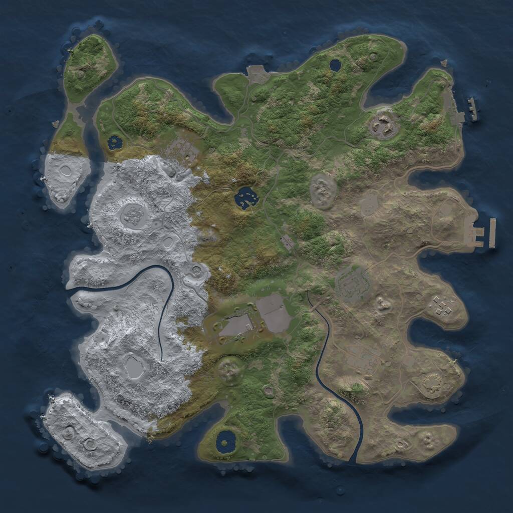 Rust Map: Procedural Map, Size: 3500, Seed: 2235437, 13 Monuments