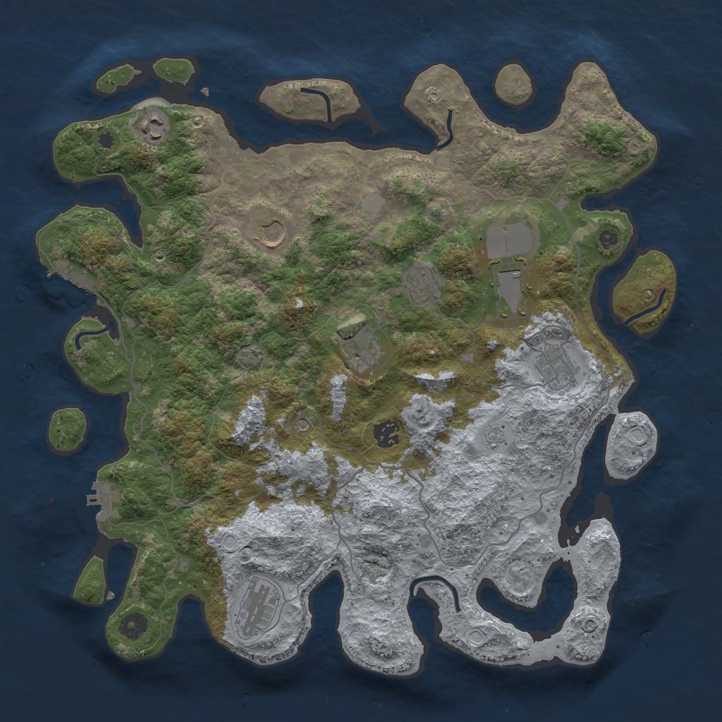 Rust Map: Procedural Map, Size: 4000, Seed: 309269988, 16 Monuments