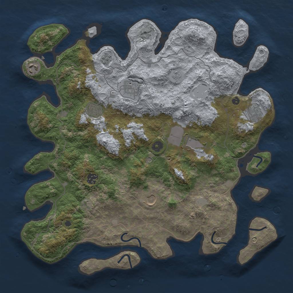 Rust Map: Procedural Map, Size: 4000, Seed: 1674390049, 13 Monuments