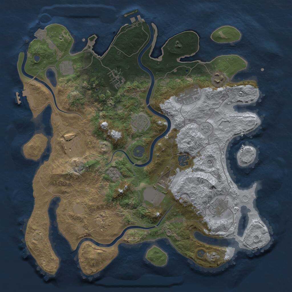 Rust Map: Procedural Map, Size: 3750, Seed: 325906461, 16 Monuments