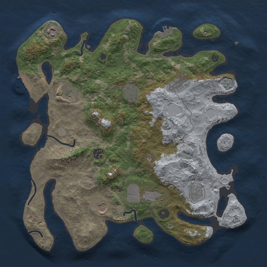 Rust Map: Procedural Map, Size: 3750, Seed: 325906461, 16 Monuments
