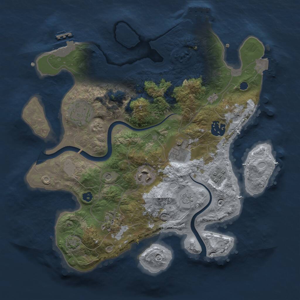 Rust Map: Procedural Map, Size: 3000, Seed: 9580634, 12 Monuments