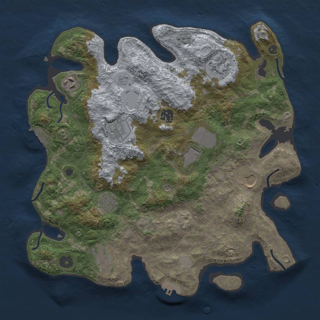 Rust Map: Procedural Map, Size: 3600, Seed: 264915886, 16 Monuments