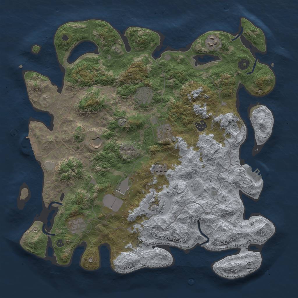 Rust Map: Procedural Map, Size: 4000, Seed: 65438714, 16 Monuments