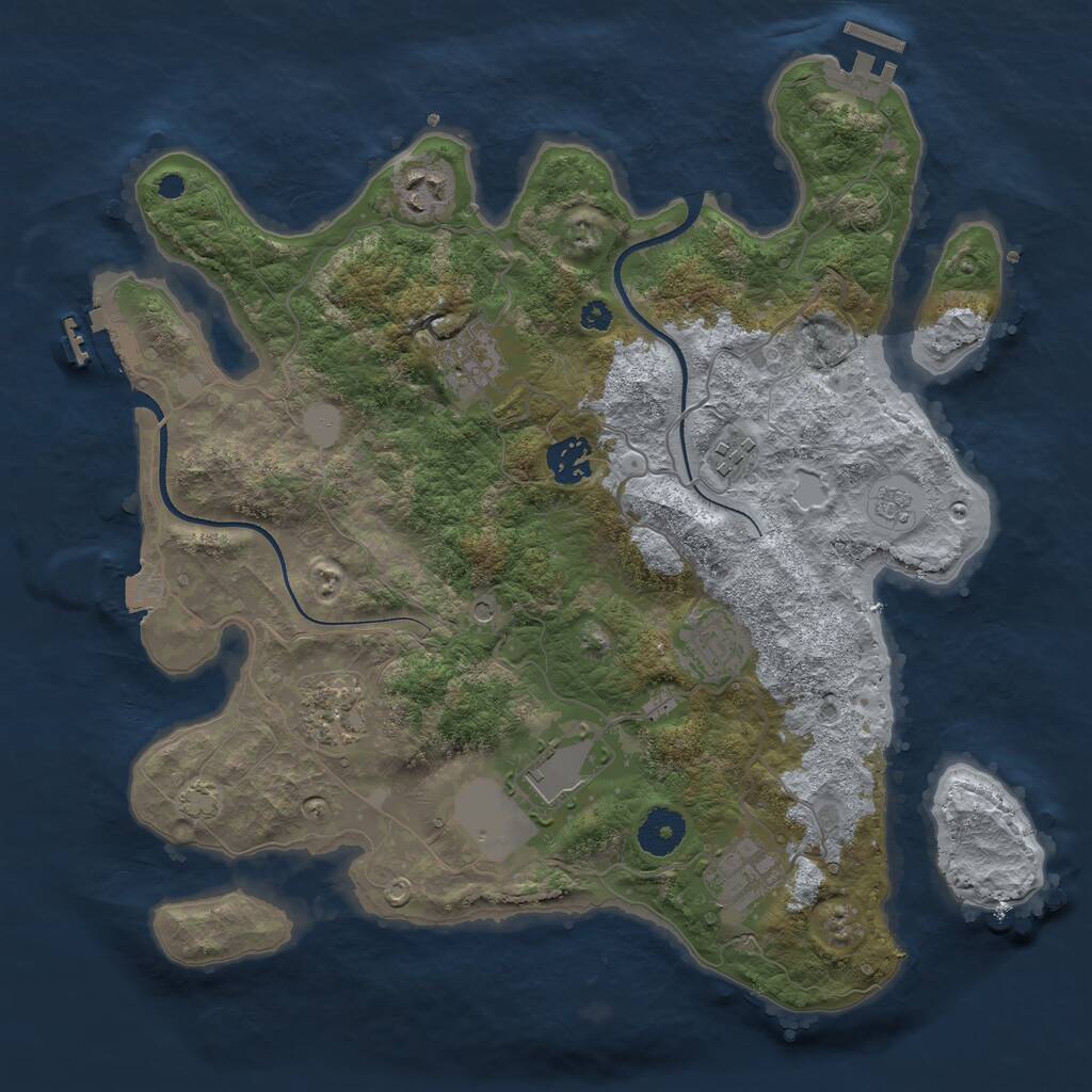 Rust Map: Procedural Map, Size: 3500, Seed: 261090309, 14 Monuments