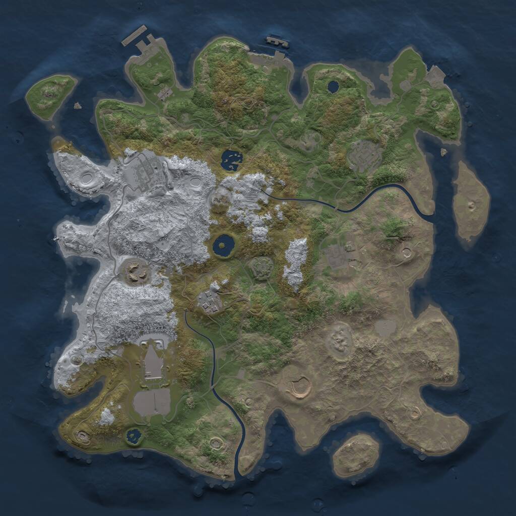 Rust Map: Procedural Map, Size: 3600, Seed: 17859654, 13 Monuments