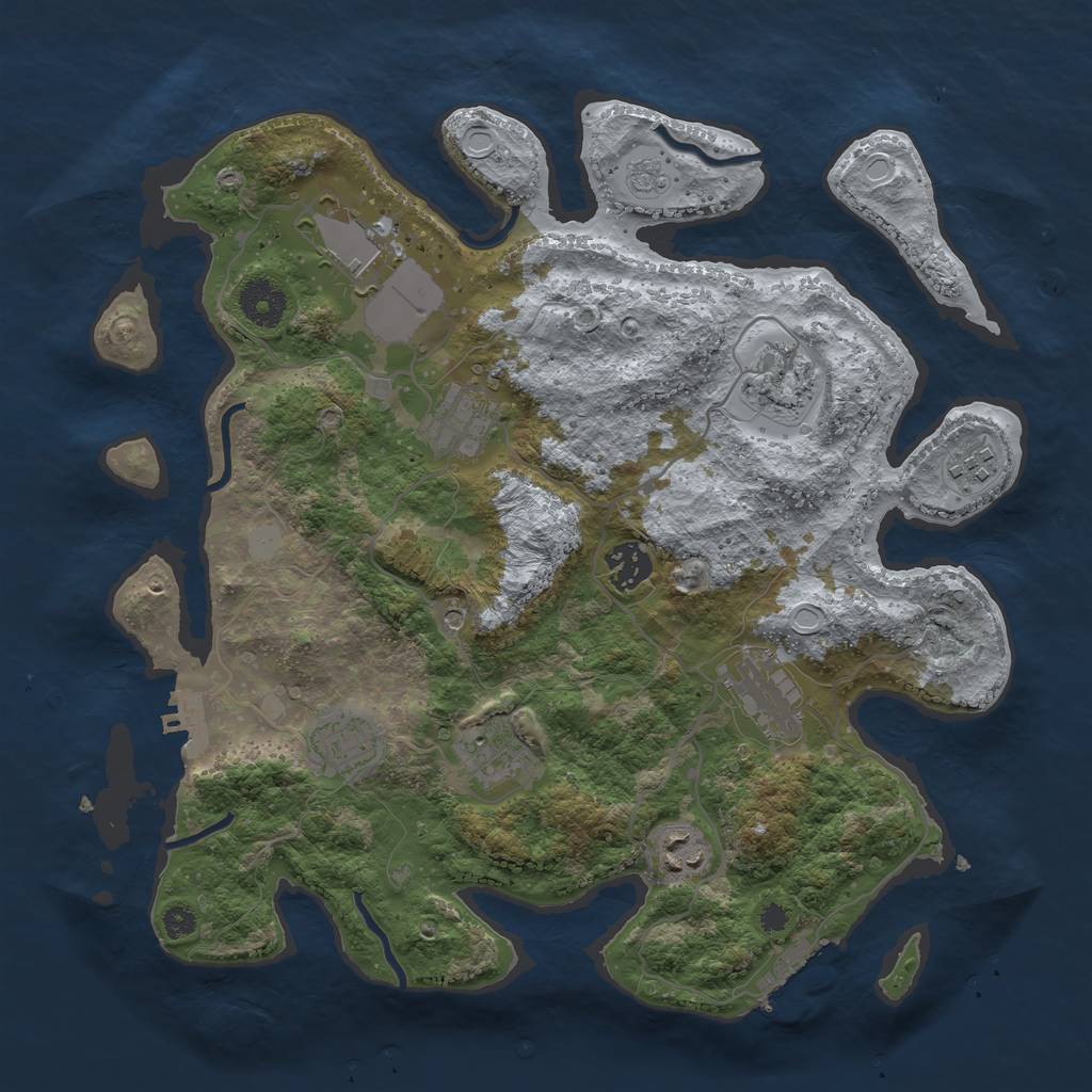 Rust Map: Procedural Map, Size: 3500, Seed: 17233, 16 Monuments