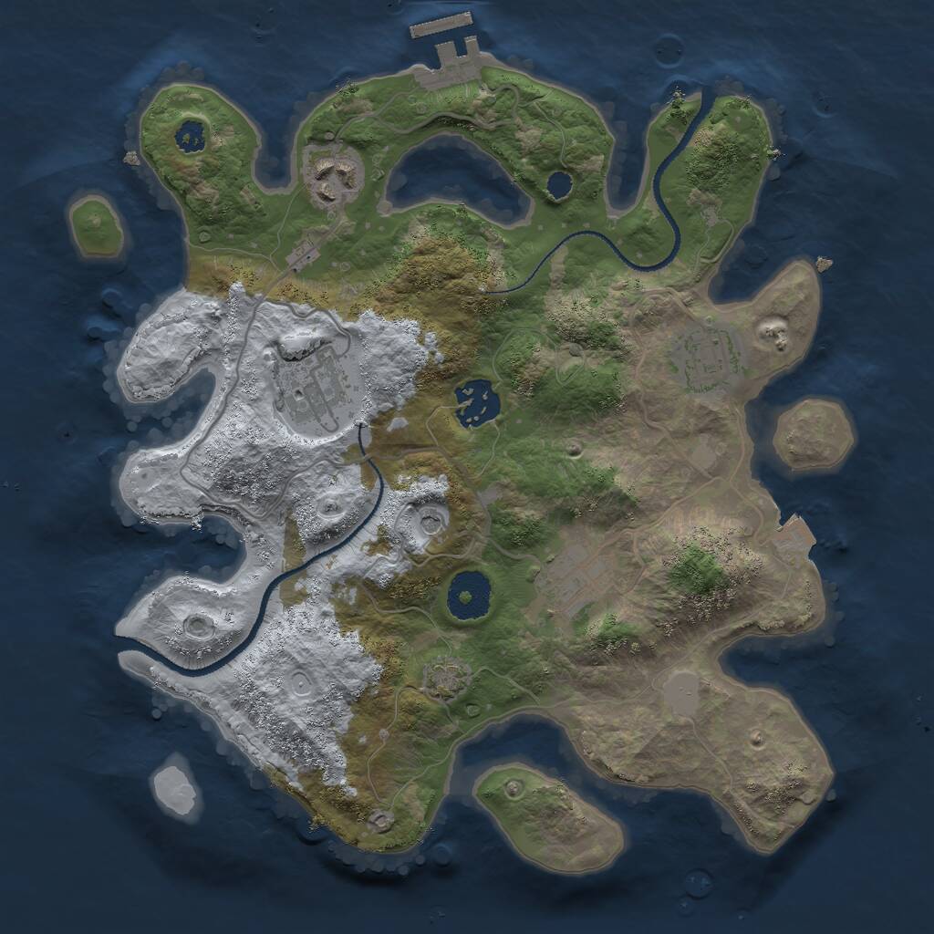 Rust Map: Procedural Map, Size: 3000, Seed: 61152, 9 Monuments